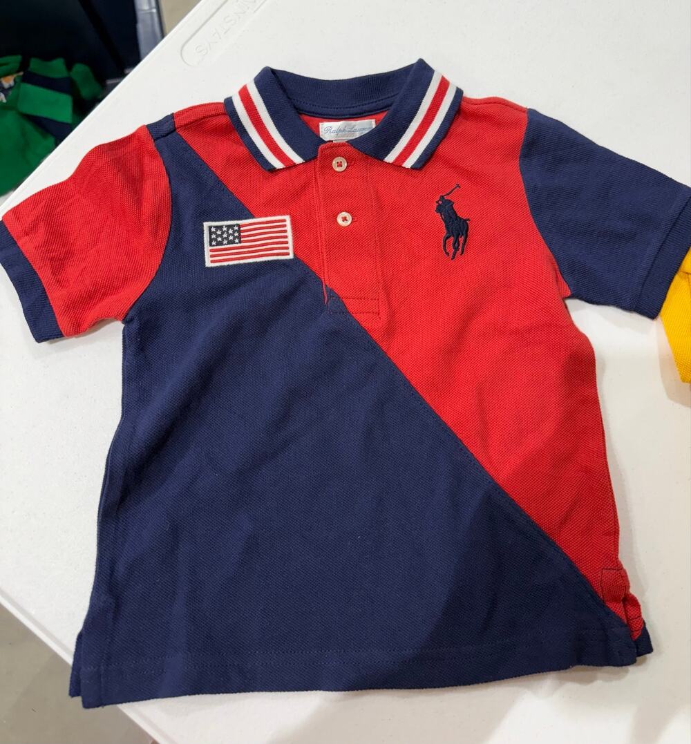 Polo Ralph Lauren Baby Boys 24M Big Pony USA Flag Colorblock Polo Shirt NWOT